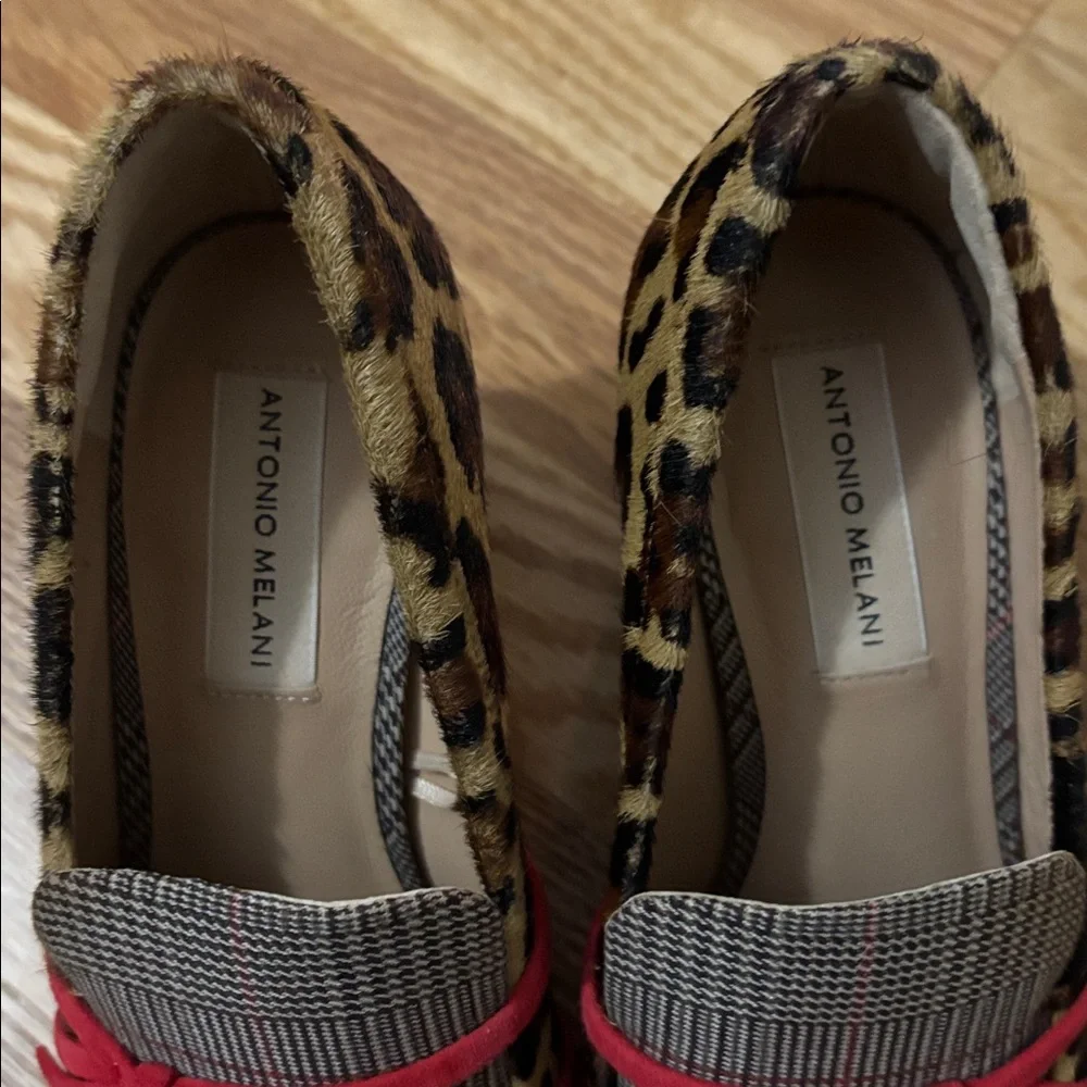 ANTONIO MELANI Leopard Print Block Heel Loafers with Pink Bow - Picture 11 of 11